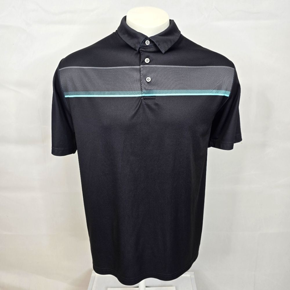 3/$25 PGA Tour Black Teal Green Short Sleeve Polo Shirt Sz XL